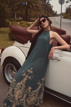 h-era petrol kaftan dress