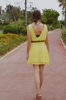 h-era yellow mini dress