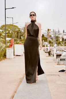 h-era black maxi dress