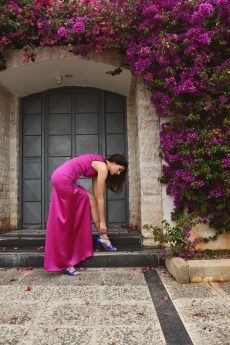 h-era magenta maxi dress