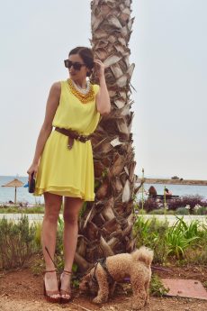 h-era yellow mini dress