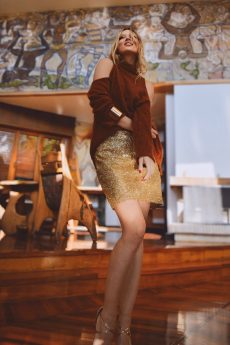 h-era gold glitter skirt